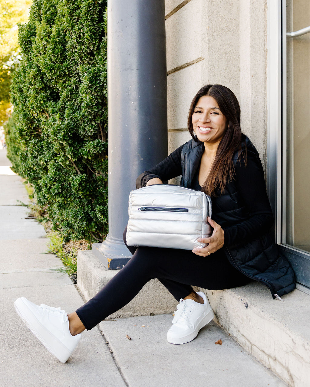 Gabriella Large Cosmetic Bag in Silver