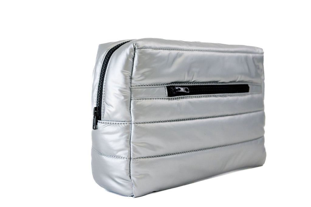 Gabriella Large Cosmetic Bag in Silver