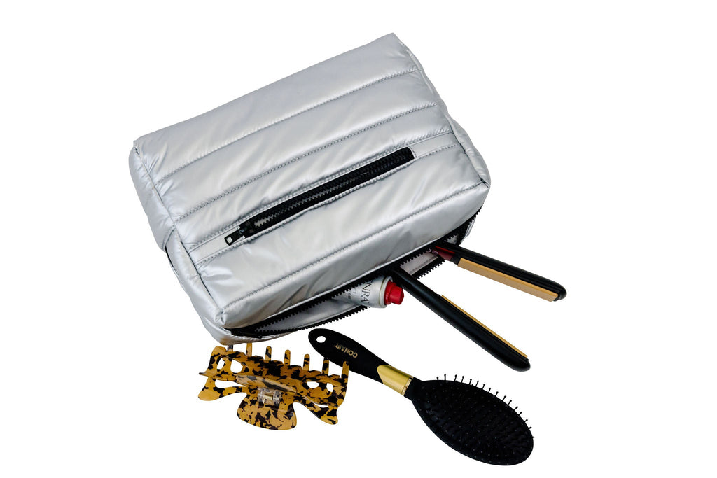 Gabriella Large Cosmetic Bag in Silver