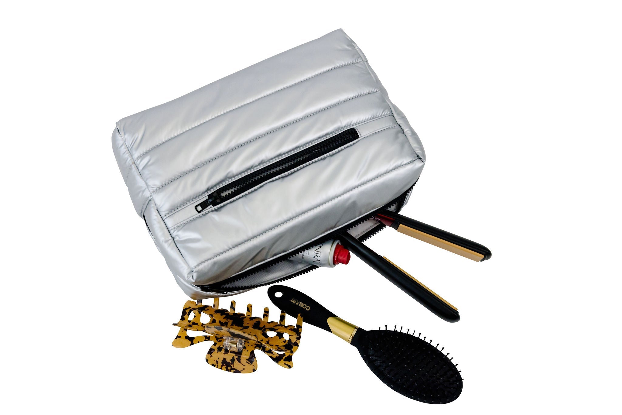 Gabriella Large Cosmetic Bag in Silver