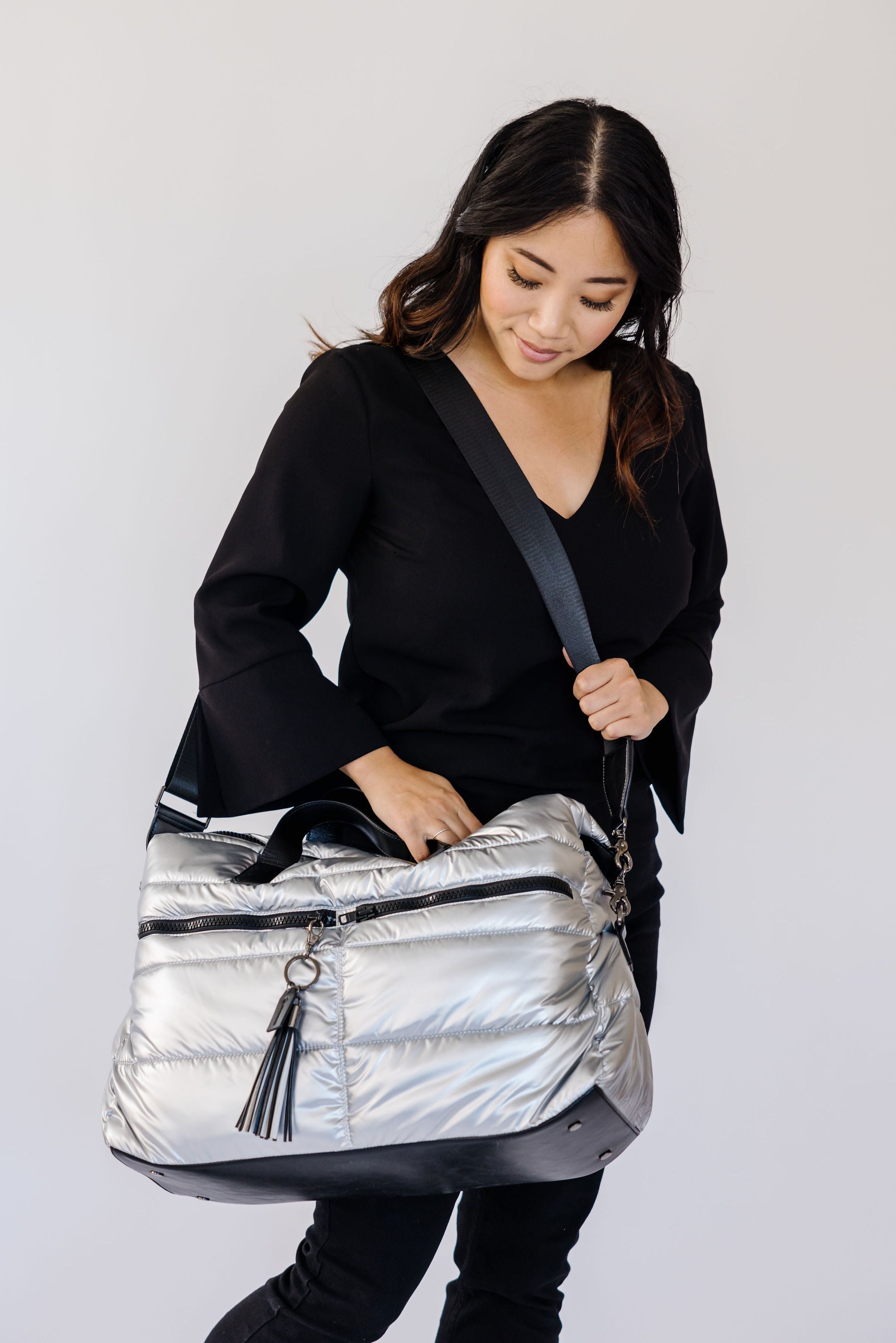 Gabriella Weekender Bag in Silver